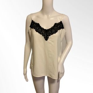 Ann Taylor black and white lace trimmed camisole